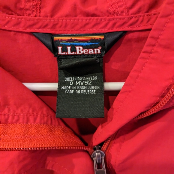 Vintage LL Bean women's L Red Anorak Nylon Windbreaker Hooded 1/4 Zip Jacket - Picture 4 of 8